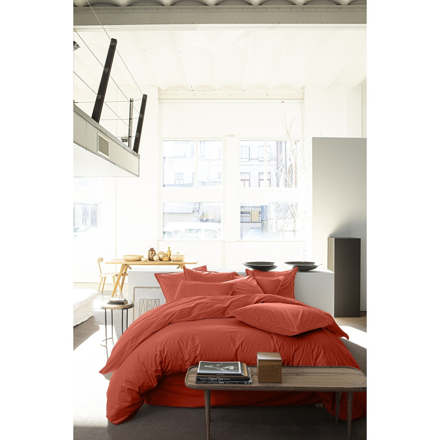 Paire de Taies d'oreiller percale de coton terre de sienne