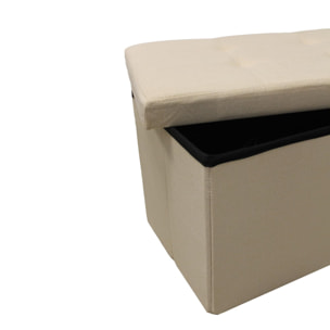 Pouf contenitore imbottito in tessuto con seduta lunga, panca multifunzione con spazio interno, ideale come poggiapiedi, seduta o contenitore, pratico e versatile per soggiorno, camera o ingresso, facile da pulire, dimensioni 76x34x34 cm