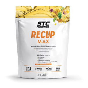 Recup Max - Préparation pour boisson de récupération antioxydante - Goût Fruits Exotiques - Anti-Dopage - 13 bidons - 525 g