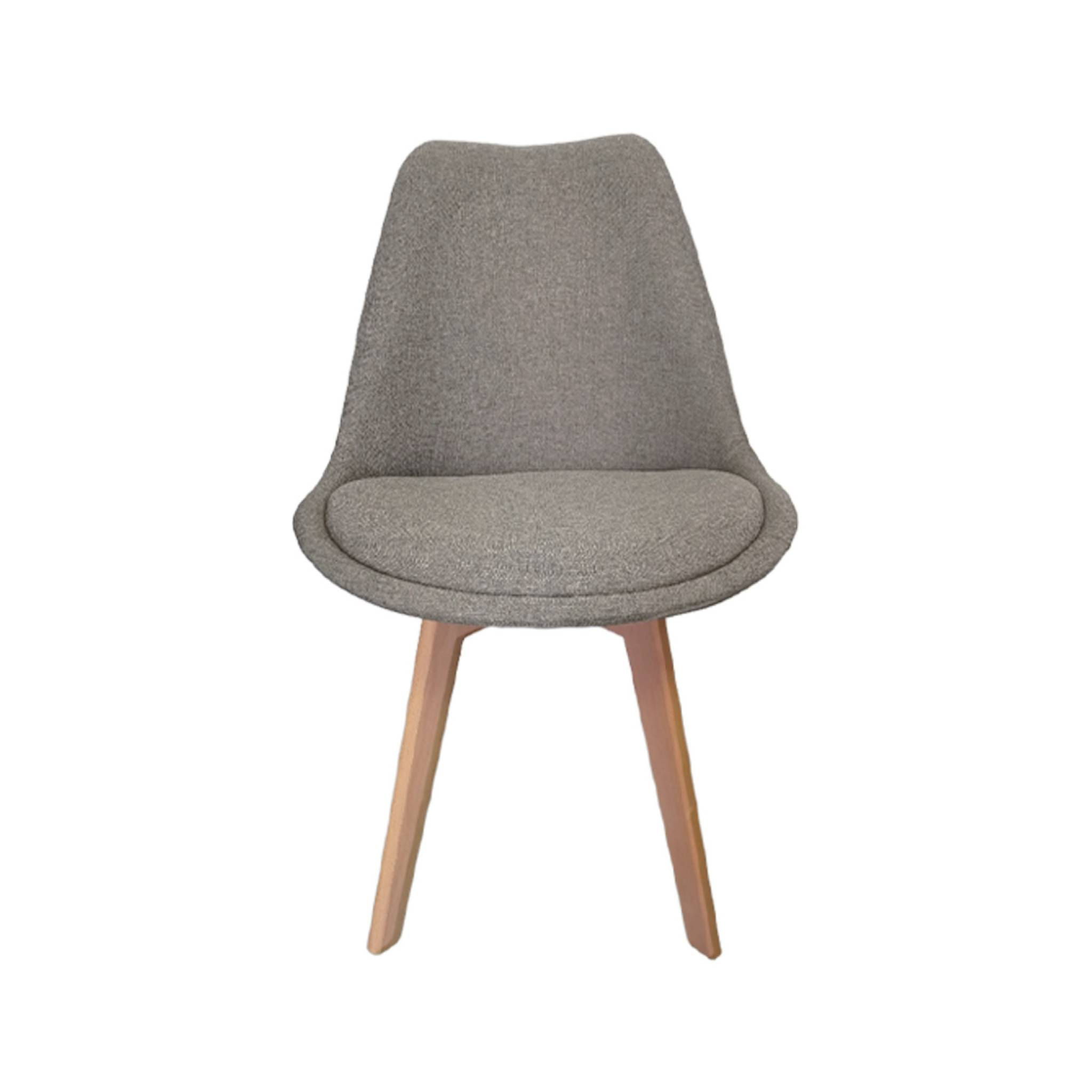 Lot de 4 chaises scandinaves revêtement tissu gris clair. pieds bois de hêtre - Nils