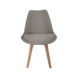 Lot de 4 chaises scandinaves revêtement tissu gris clair. pieds bois de hêtre - Nils