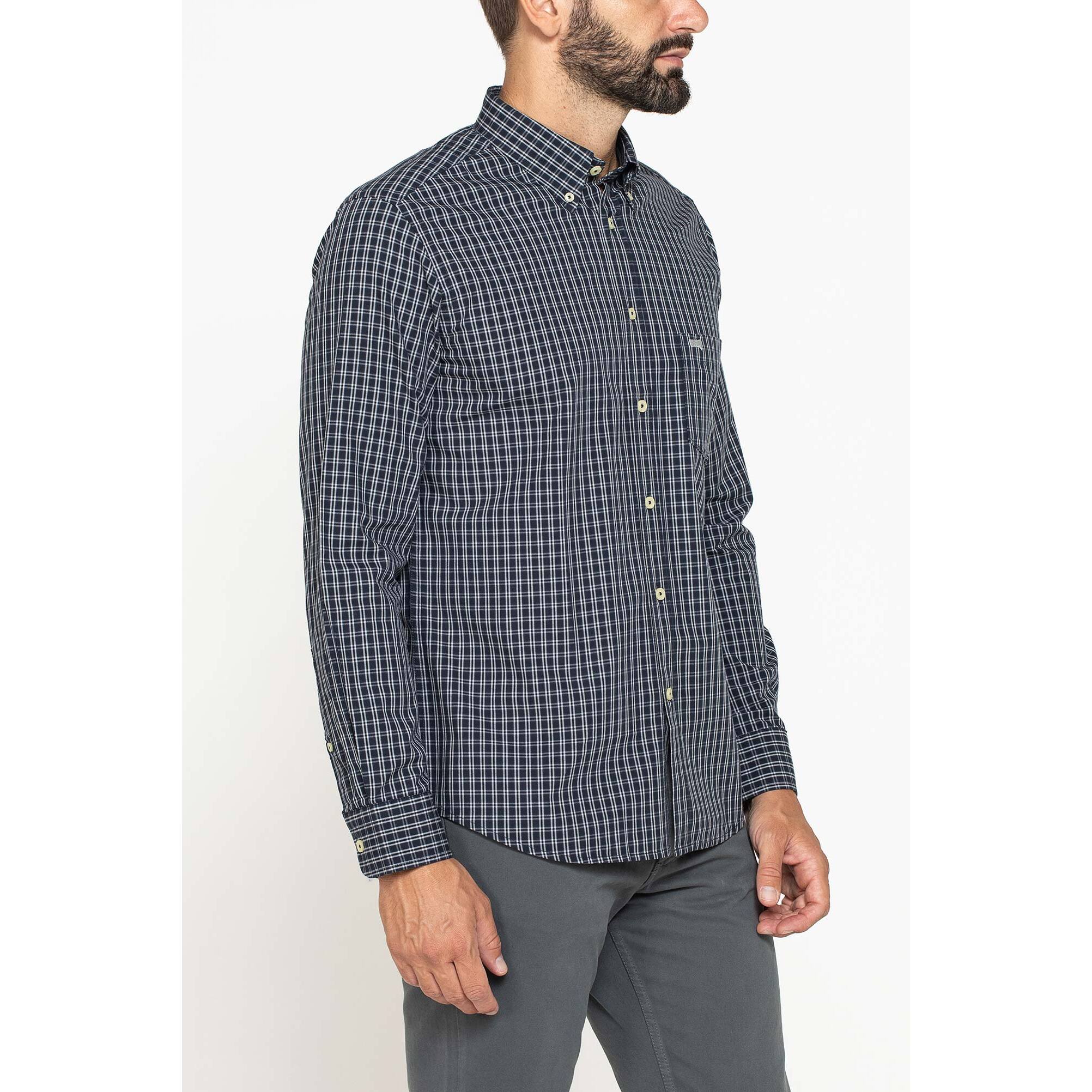 CAMICIA FANTASIA TINTO FILO CON COLLO BUTTON-DOWN