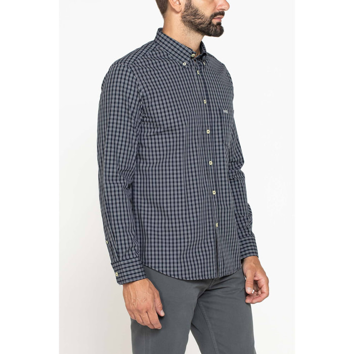 CAMICIA FANTASIA TINTO FILO CON COLLO BUTTON-DOWN