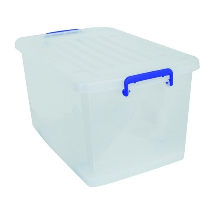 MSV Boîte de rangement à  roulettes Blanc Transparent 81L