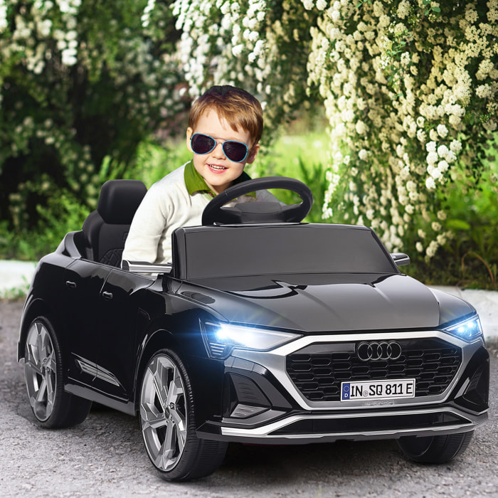 Coche Eléctrico para Niños de +3 Años Audi Q8 etron sportback Carro Eléctrico Infantil con Batería 12V Mando a Distancia Ruedas con Suspensión de Muelles Faros Bocina y Música Negro