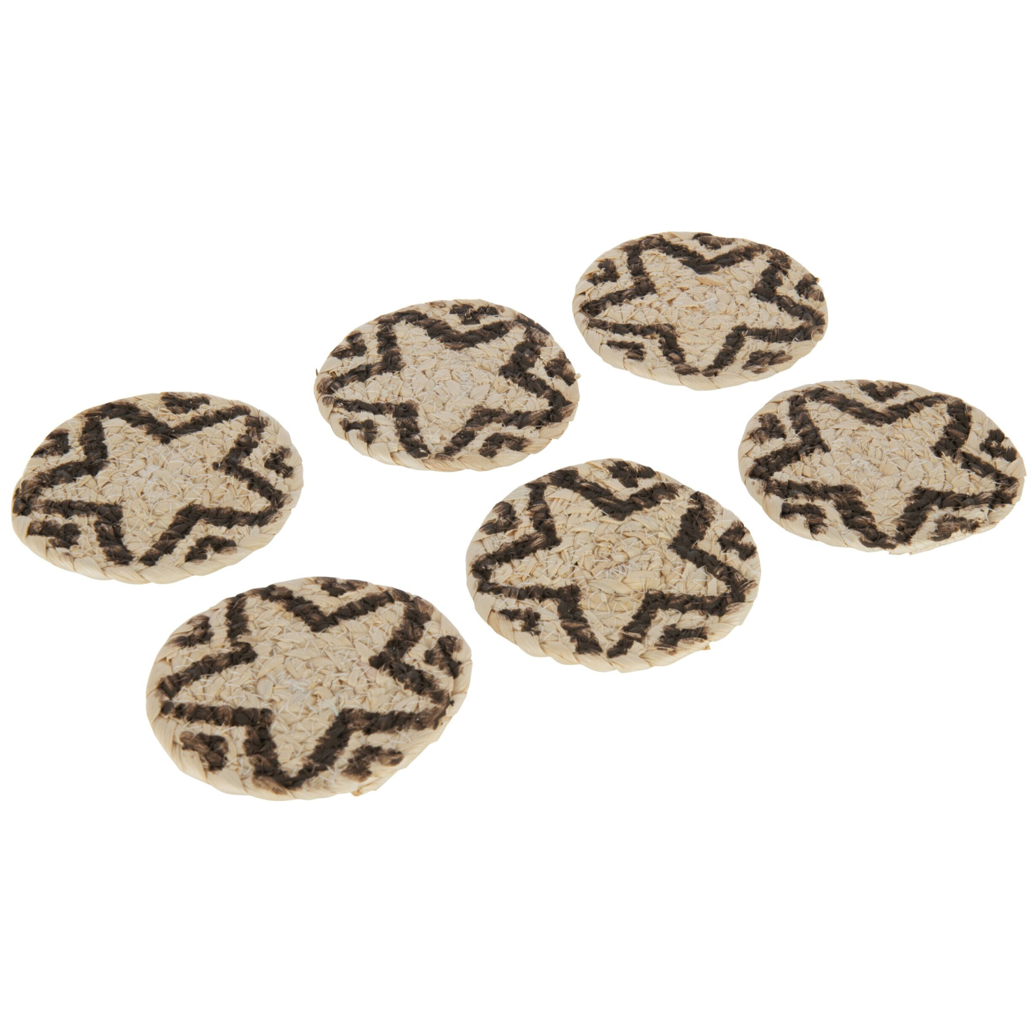 J-Line dessous de verre Étoile Ronde - jute - naturel/brun - 6 pièces