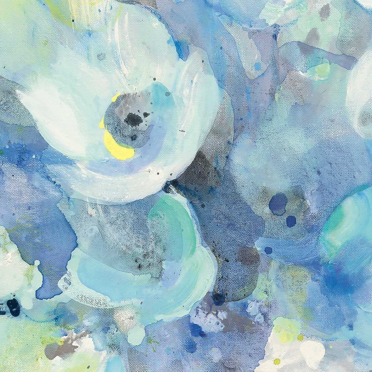 Affiche Aquarelle bouquet bleu Affiche sous cadre noir