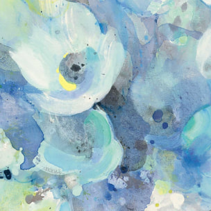 Affiche Aquarelle bouquet bleu Affiche sous cadre noir