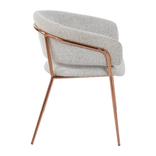 Set 2 poltrone in tessuto bouclé grigio con gambe metallo - Cloud