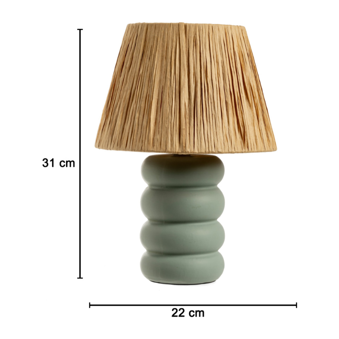 Lampada Da Tavolo Comodino Ricaricabile Accensione On/Off Modello Atene Small Salvia