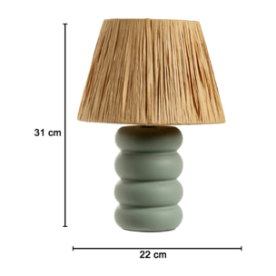 Lampada Da Tavolo Comodino Ricaricabile Accensione On/Off Modello Atene Small Salvia