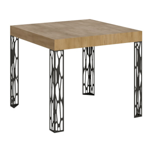 Table Ghibli Extensible Dessus Chêne Nature 90x90 Allongée 246 cadre Anthracite