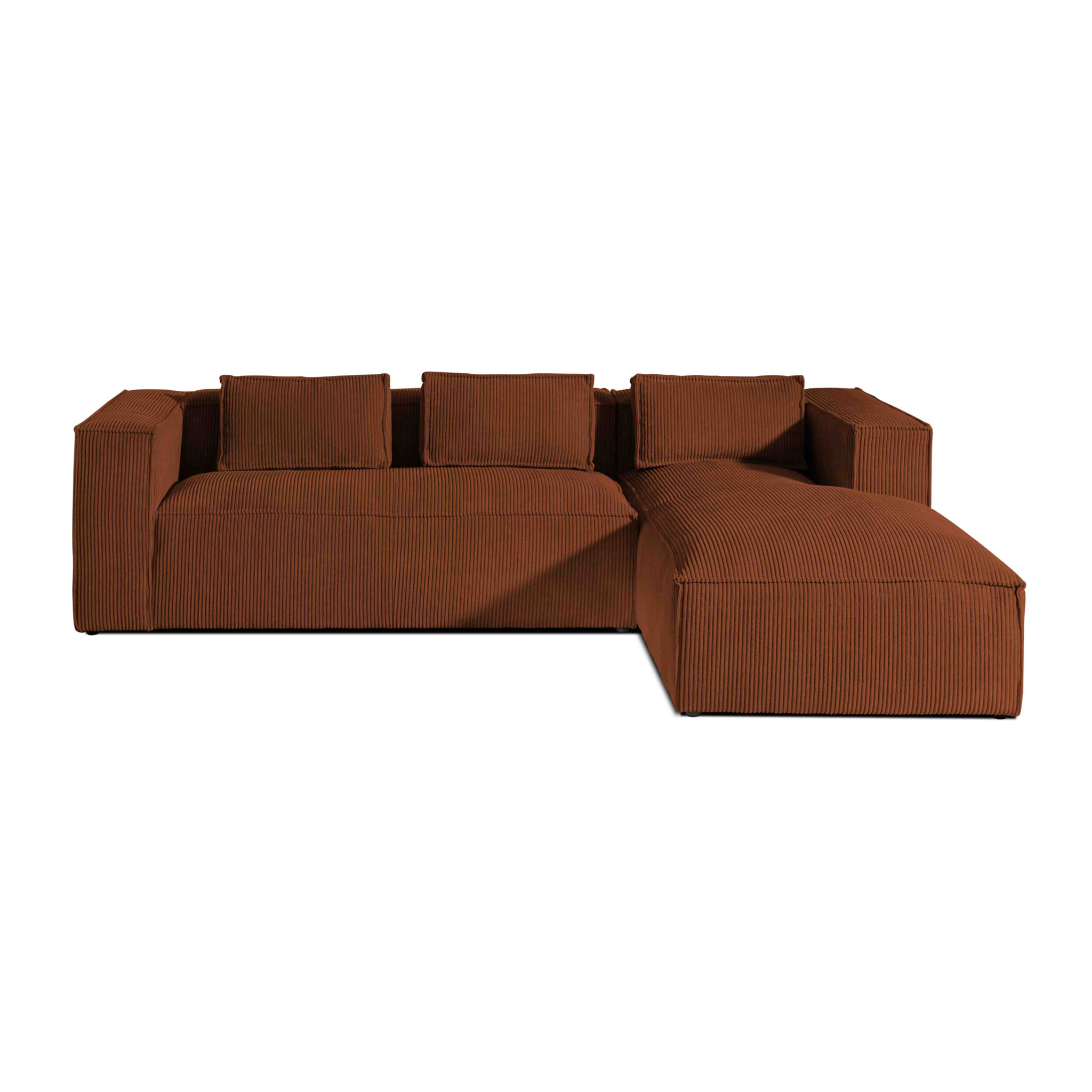 Stella - canapé d'angle droit en velours côtelé - 4 places -style contemporain - Terracotta