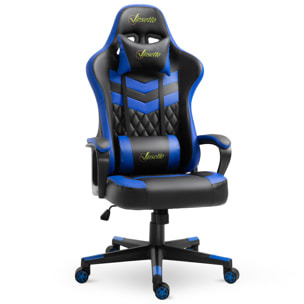 Silla Gaming de Oficina Ergonómica Altura Ajustable Azul