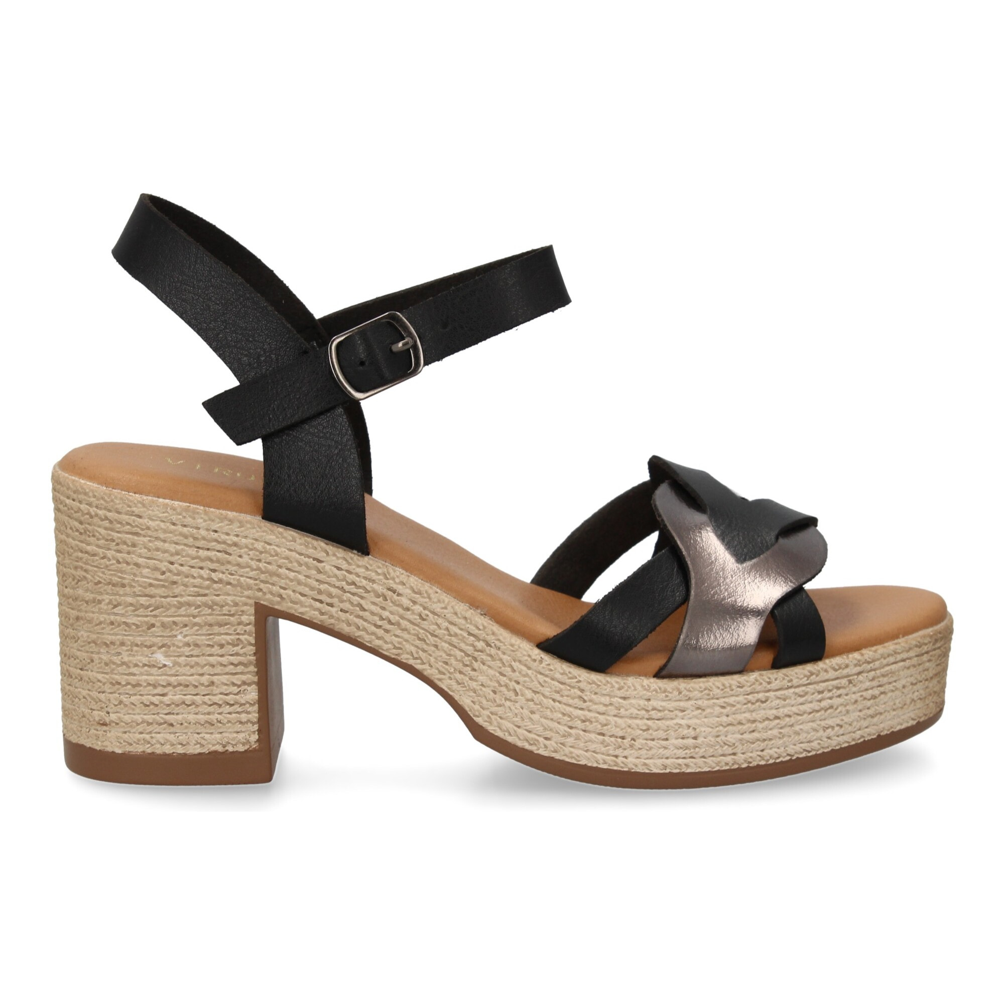 Sandalia de tacon para mujer diseño moderno elegante y comodo con tiras cruzadas en la pala