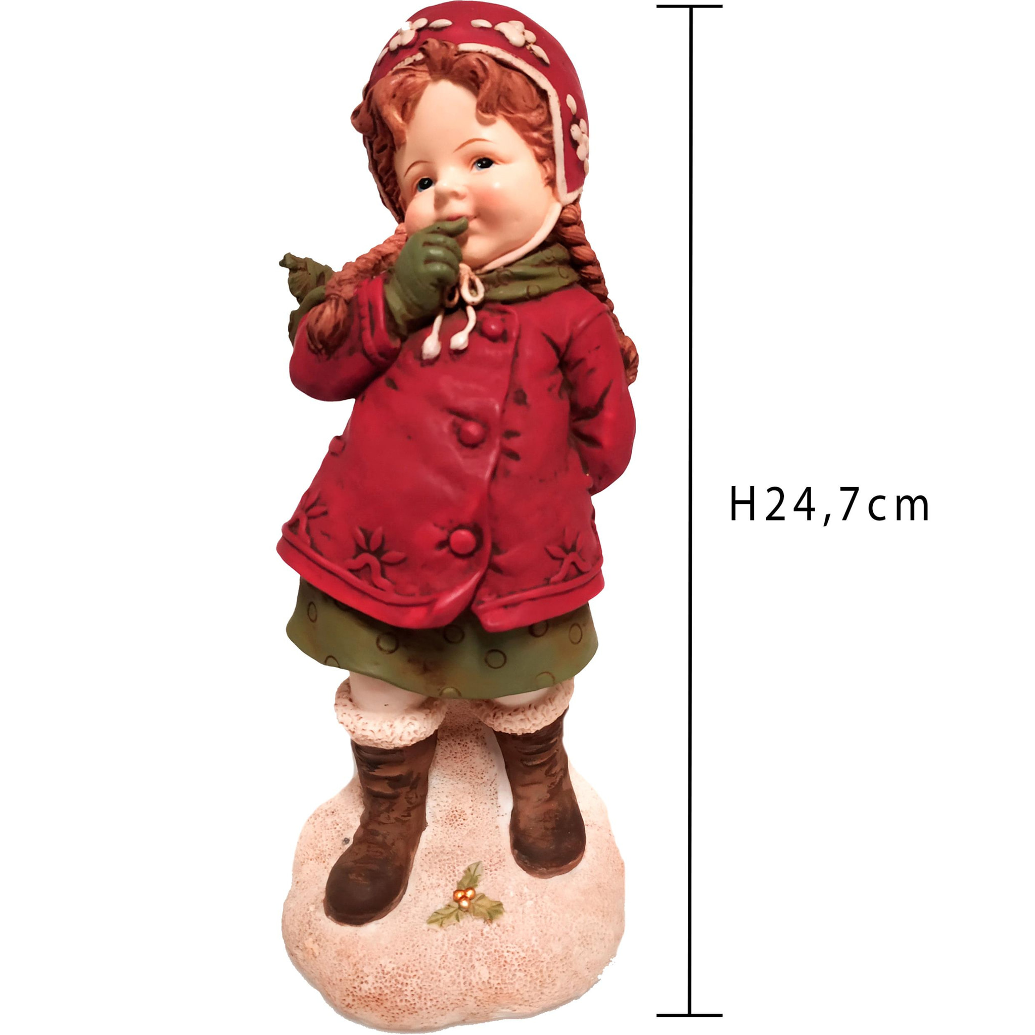 Bambina con trecce - Pezzi 1 - Colore Rosso - 9,7x24,7Hx9,3cm - Bianchi Dino