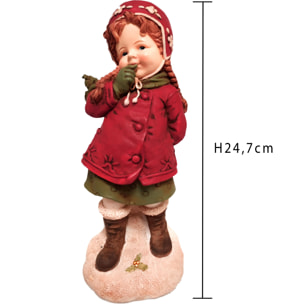 Bambina con trecce - Pezzi 1 - Colore Rosso - 9,7x24,7Hx9,3cm - Bianchi Dino