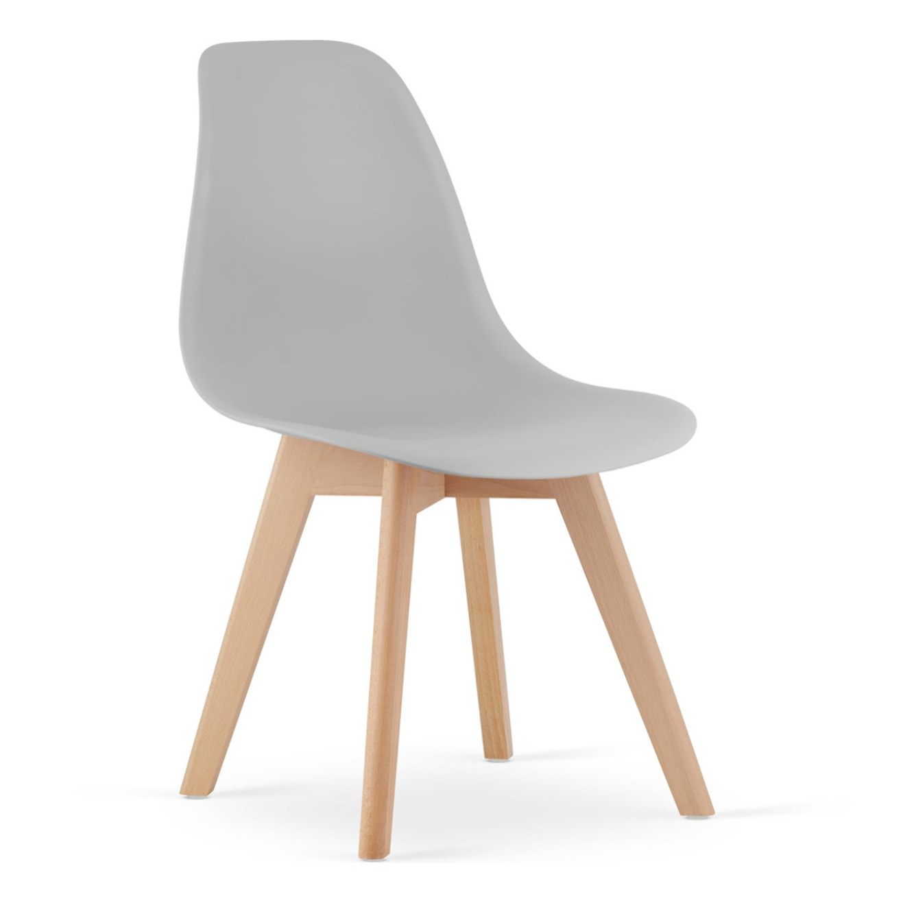 Sedia di design Kito grigia con gambe in legno di faggio