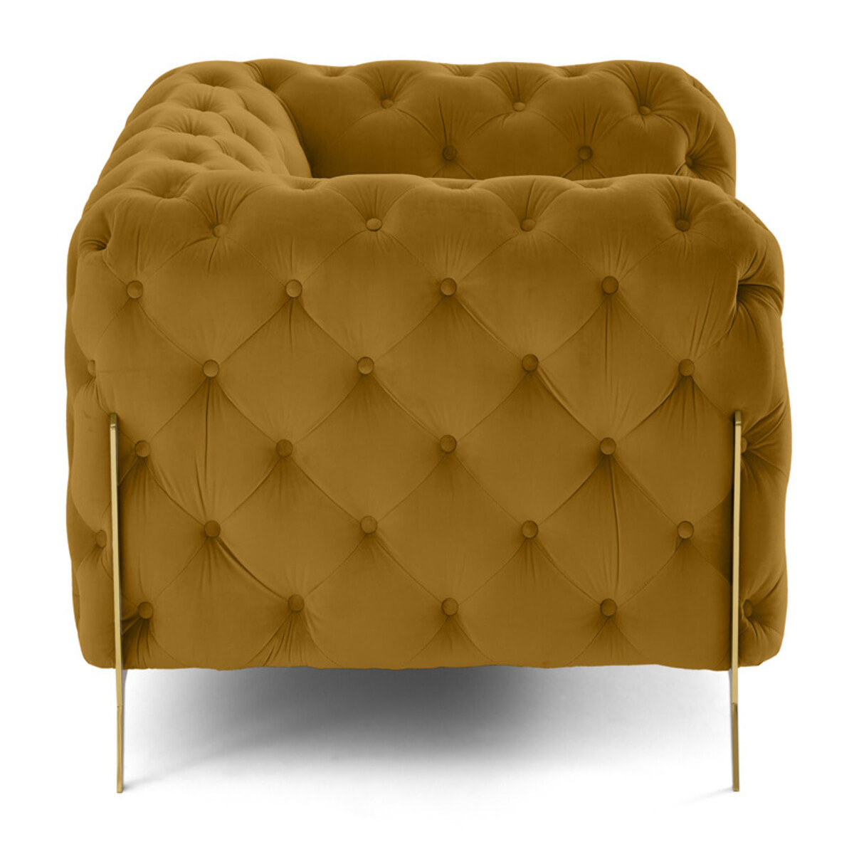Camden - fauteuil chesterfield en velours - pieds en métal doré - Jaune