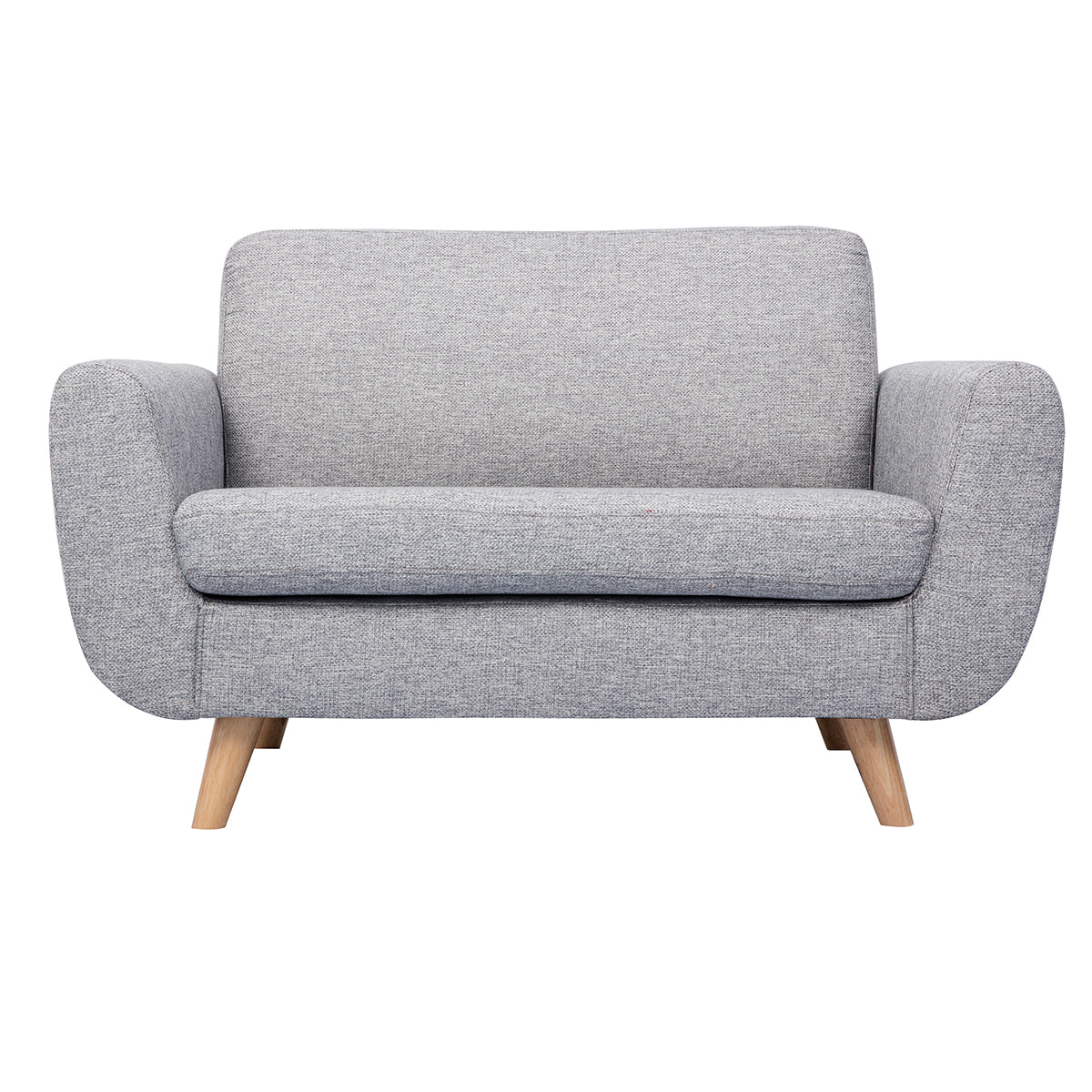 Canapé scandinave 2 places en tissu gris et bois clair PURE