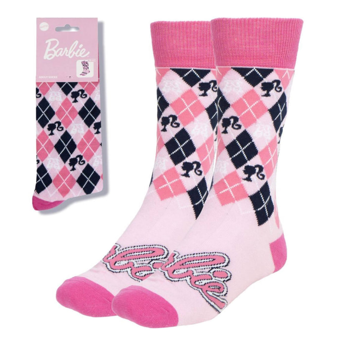 Calcetines diseño barbie con cuadrados