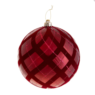 Sfera con decori glitter e velluto - Pezzi 2 - ROSSO - Bianchi Dino SpA