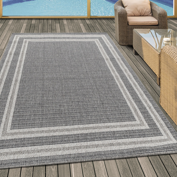ARUBA - Tapis intérieur / extérieur à motif géométrique gris