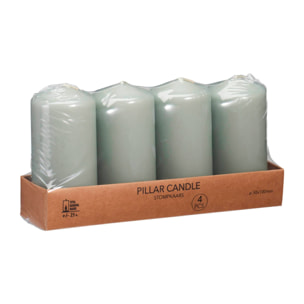 Set de 4 velas de cera en color menta ø5x10cm y 25h de combustión