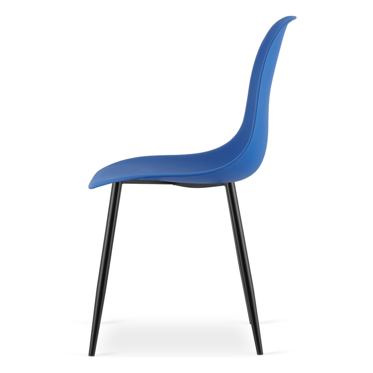 Set di 4 sedie moderne Wat blu con gambe nere