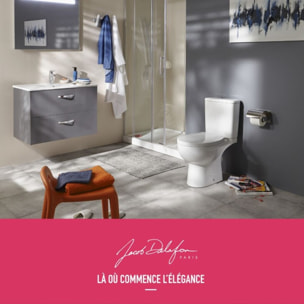 WC à poser sans bride sortie horizontale Patio avec abattant frein de chute déclipsable