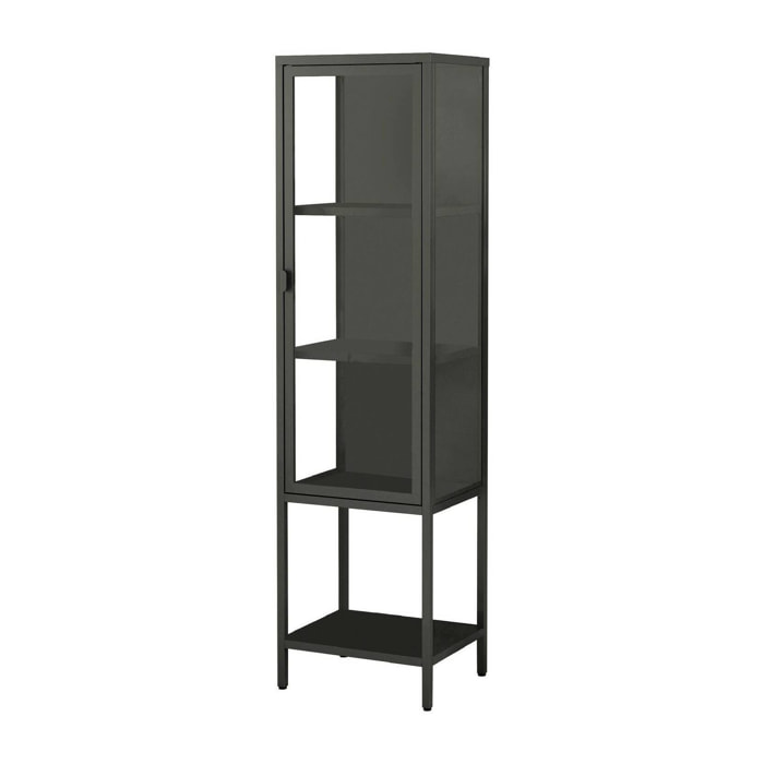 Vetrina Laces, Credenza espositiva, Vetrinetta multiuso, Madia da soggiorno, 42x35 h160 cm, Ardesia