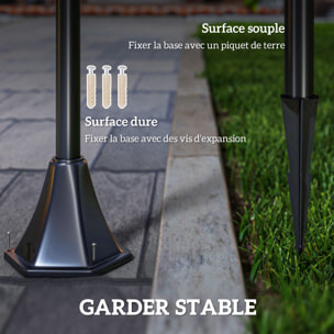 Outsunny Luminaire extérieur solaire lampadaire lanterne classique LED 10 Lm dim. 15L x 15l x 120H cm noir