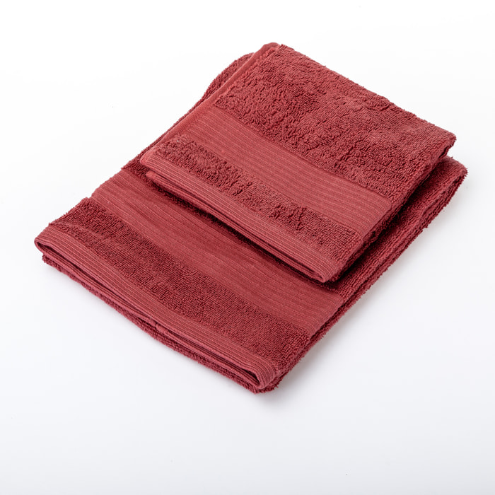 UNO CASA DESIGN Coppia Asciugamano + Ospite Julia in Spugna di Puro Cotone 500 gr/mq