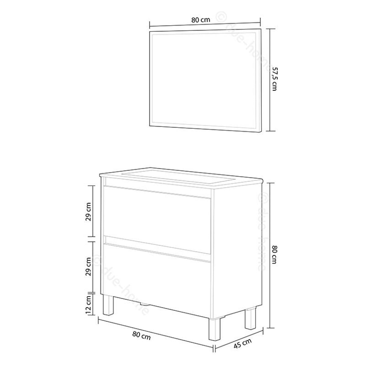 Mueble de baño con espejo Dakota 2 cajones Nordik