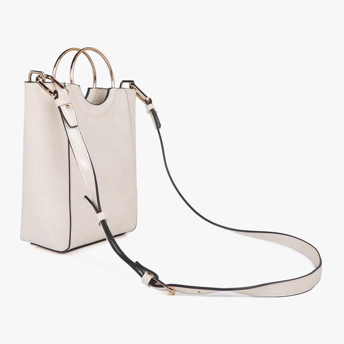 Mini shopper con manico rotondo in metallo in similpelle e logo LC ovale