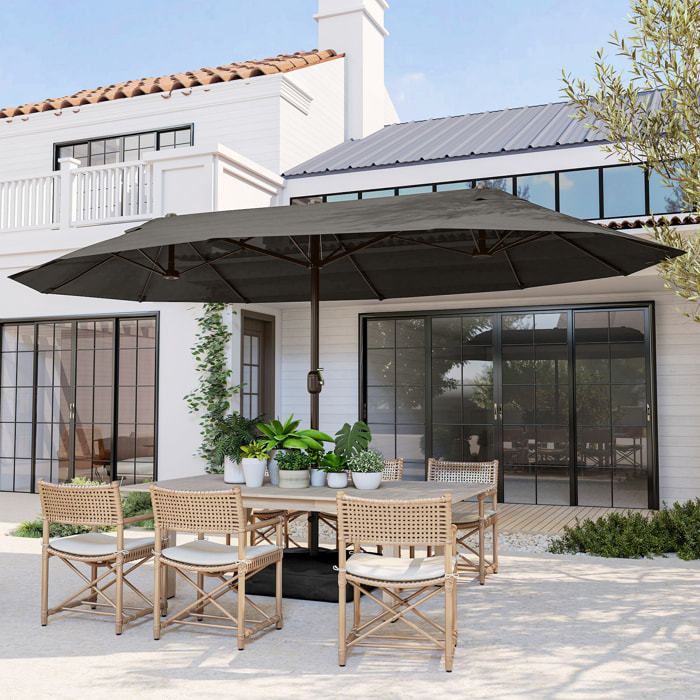 Parasol de jardin XXL pied contrepoids inclus acier polyester haute densité