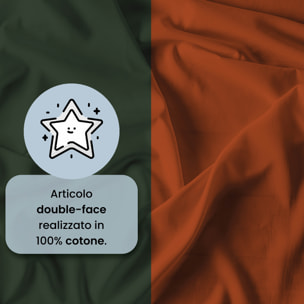 PARURE COPRIPIUMINO NATURAL COLOR, 100% Cotone, Made in Italy - VERDE OLIVA/TERRA
