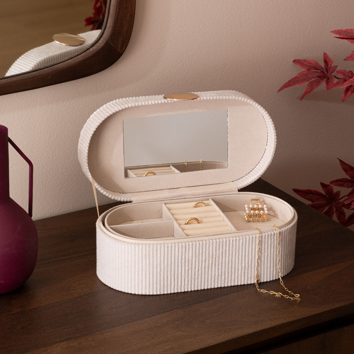 Boîte à bijoux Enya velours beige L255cm