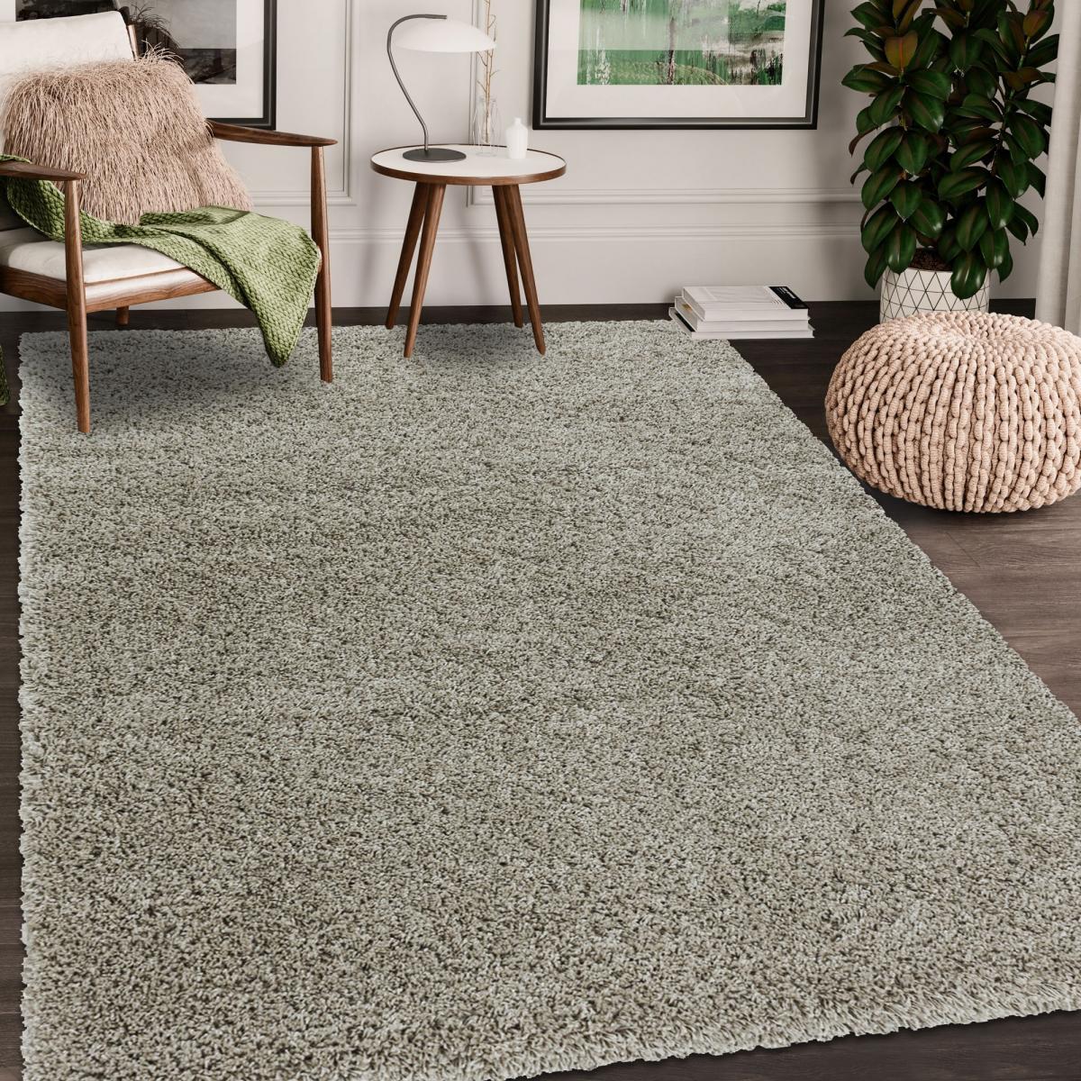 Tapis poils longs shaggy tissé motif uni RIBI