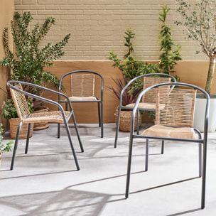 Fauteuil de jardin acier et résine (lot de 4) TONALA