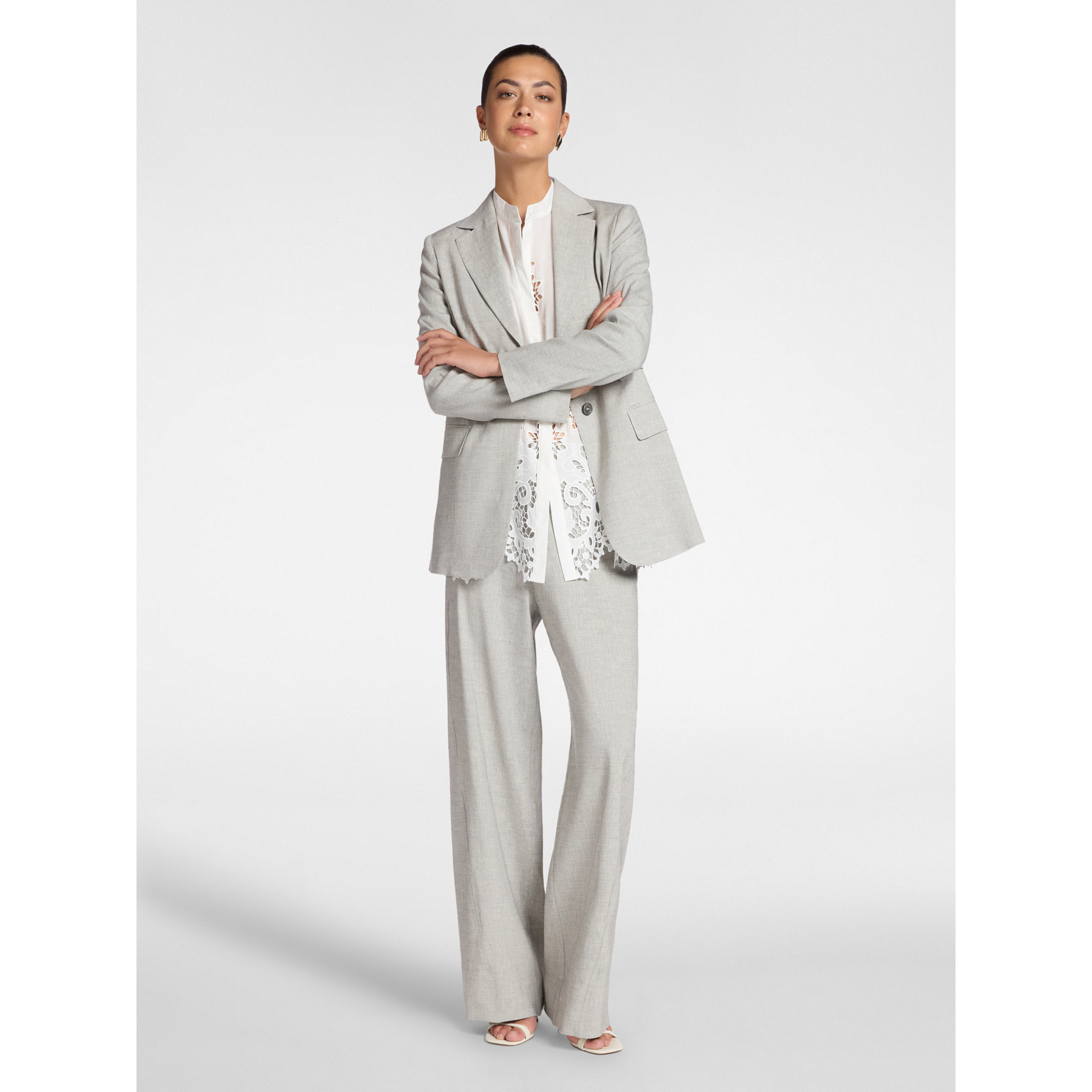 Elena Mirò - Blazer de mezcla de lino con botonadura sencilla - Gris