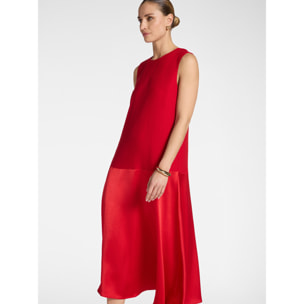 Elena Mirò - Vestido flare largo en cady y envers satén - Rojo