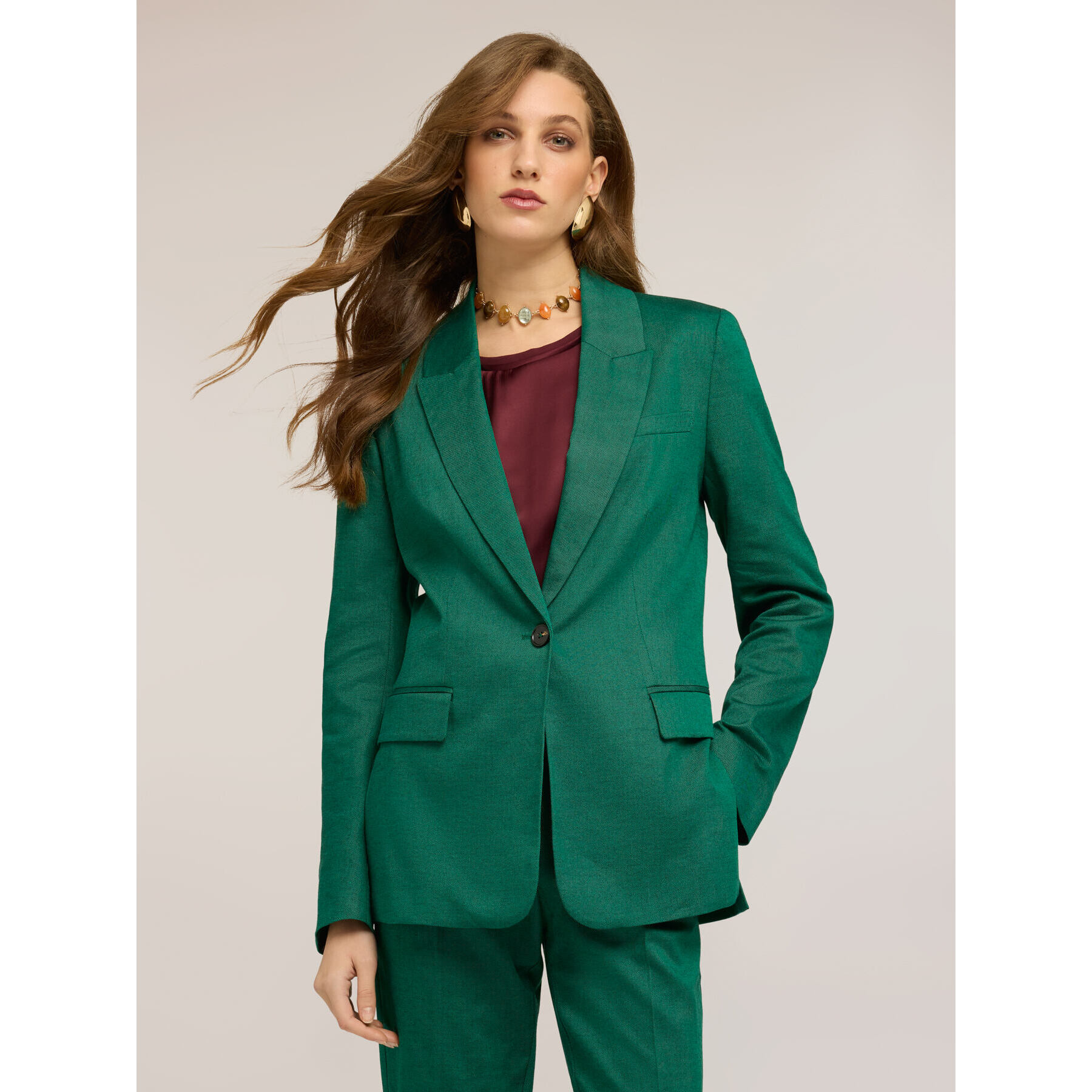 Motivi - Blazer monopetto misto lino - Verde
