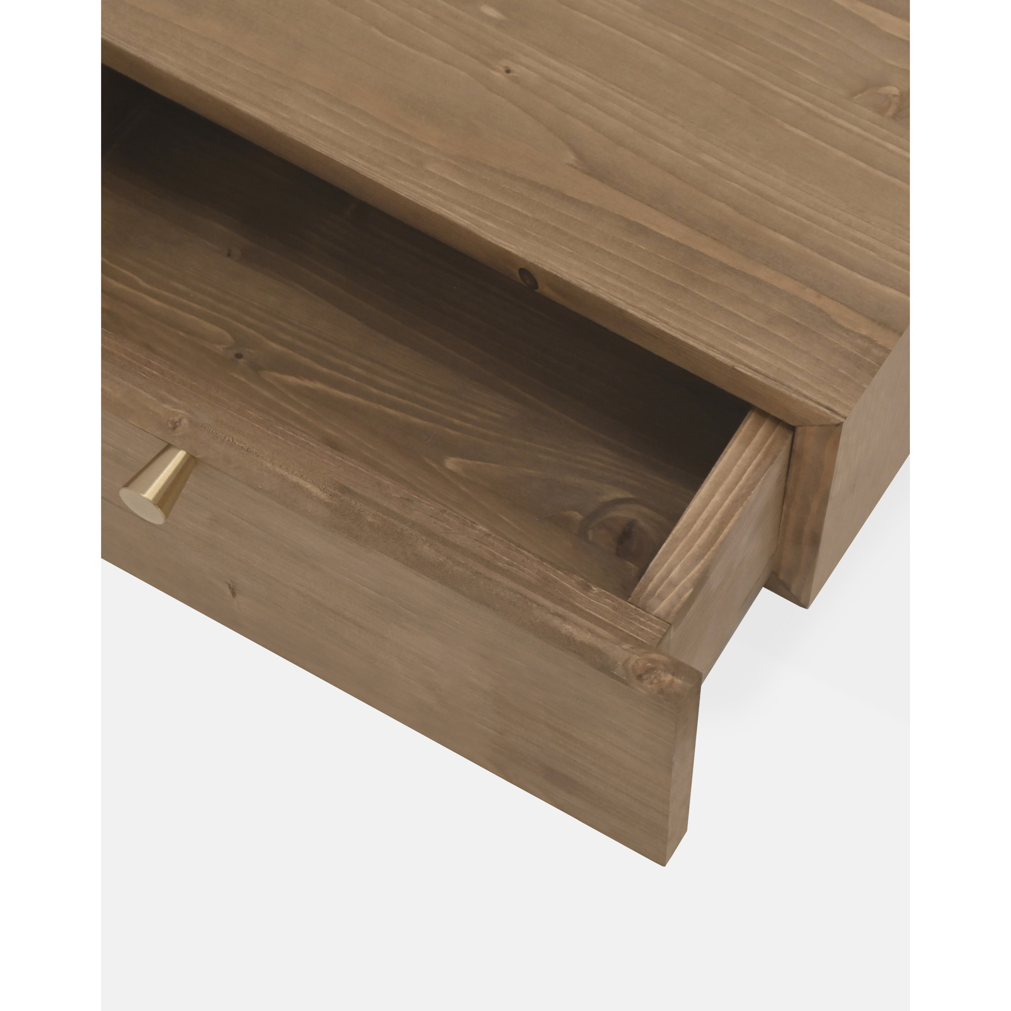 Table de chevet flottante en bois massif avec poignée ton chêne foncé 15x40cm Hauteur: 15 Longueur: 40 Largeur: 25