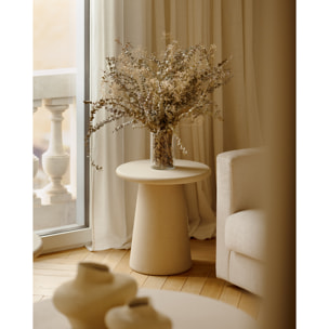 Mesa auxiliar redonda de microcemento en tono beige 45x50cm Alto: 50 Largo: 45 Ancho: 45