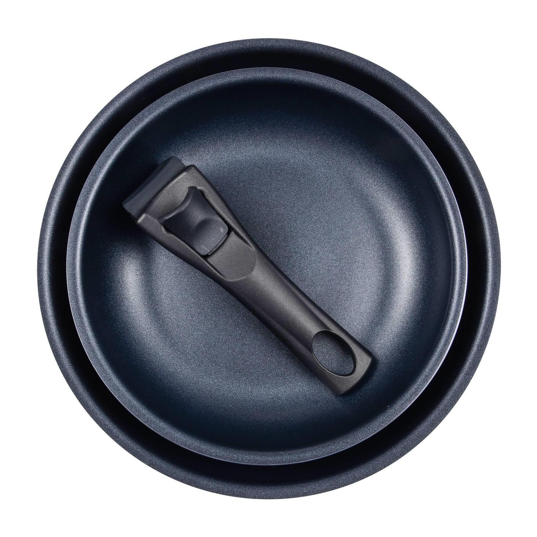 juego de 2 sartenes ø22ø26cm aluminio prensado rojo + mango extraíble