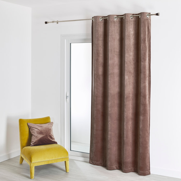 Rideau en velours feutré uni - Taupe