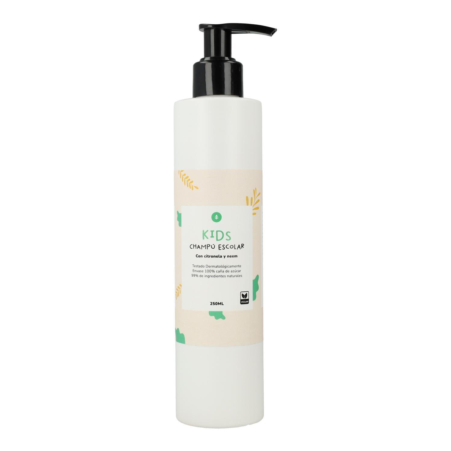 PLANETA HUERTO | Champú Escolar Natural con Citronela y Neem 250 ml - Protección Suave para Niños y Uso Diario
