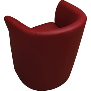 Poltrona Ago, Poltrona da salotto, Seduta imbottita, Sedia con braccioli in ecopelle, 64x63h76 cm, Rosso