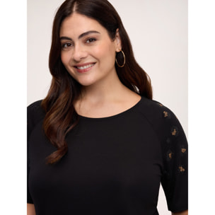 Fiorella Rubino - T-shirt con applicazioni animalier - Nero